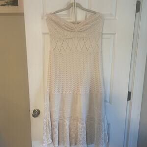 Anthropologie FARM Rio Crochet Dress Cream Ivory Size XL